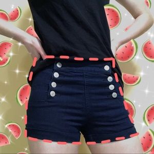 ✨🍉Navy Blue High Waisted Button Up Shorts🍉✨
